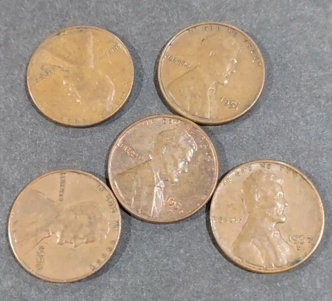 Unsearched 1950s Wheat Penny Lot Of 5 Coins Cover