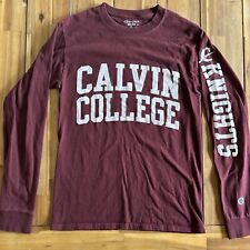 Champion Calvin College Knights Long Sleeve T Shirt Womens Small Maroon Back Hit