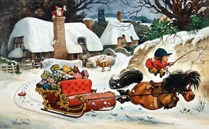 Charity Thelwell Christmas Card ~ Hijacked ~ Funny Horses ~Single Card #E - Picture 1 of 4