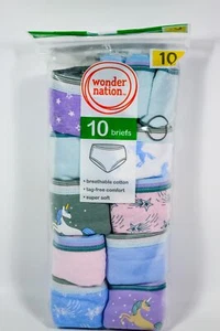 1 Wonder Nation Girls 10 pack Multiple Colors/Unicorn Print 100% Cotton Briefs - Picture 1 of 3