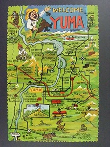 Tarjeta postal continental vintage de monumentos de Yuma Arizona dibujos animados años 50 - Imagen 1 de 2