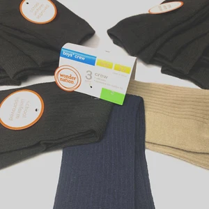 Uniform Crew Socks Boys Sizes 3 to 9 LOT 3 Packs of 3 School Kids Black Blue Tan - Picture 1 of 7