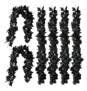PARTY JOY Black Artificial Maple Leaf Garland - 6PCS 5.6Ft Halloween Decor,... - Picture 1 of 5