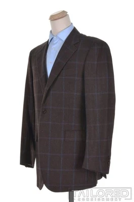SARTORIA PARTENOPEA Brown Check CASHMERE WOOL Blazer Sport Coat Jacket - 44 L - Image 1 of 4