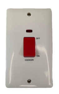 MK 45A Double Pole Cooker Switch Double Gang Portrait 45 Amp Neon MB5215NCWHI - Picture 1 of 6