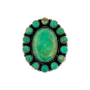 Sam Arviso, Vintage, Circa 1970's, Ring, Nevada Royston Turquoise, Navajo, 8" - Picture 1 of 3