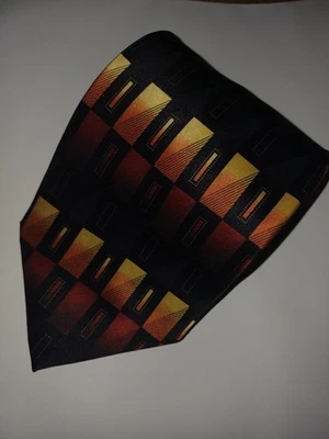 Gravata masculina Alexander Julian Colours 100% seda feita à mão geométrica outono 4" x 58" - Imagem 1 de 4