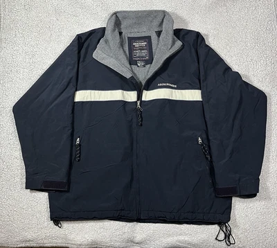 Chaqueta Abercrombie Fitch Para Hombre L Azul Cremallera Completa Forrada de Vellón Nylon De Colección Y2K Foto 1 de 4
