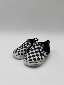 Vans Size 1 Slip On Crib Shoes Black & White Checkerboard Infant Baby - Picture 1 of 9
