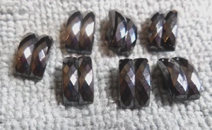 7 Vintage Antique Black Glass Facet Buttons SILVER LUSTER - Picture 1 of 6