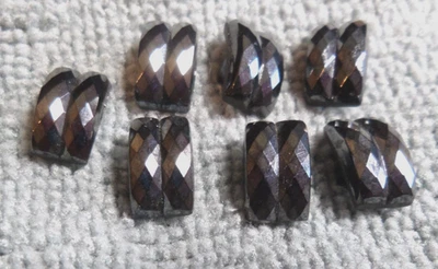 7 Vintage Antique Black Glass Facet Buttons SILVER LUSTER - Image 1 of 4