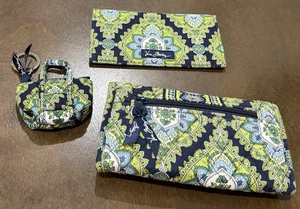 Vera Bradley Katalina Azul Cachemira 3 Piezas Cartera Organizador Mini Llavero Retirado - Imagen 1 de 11