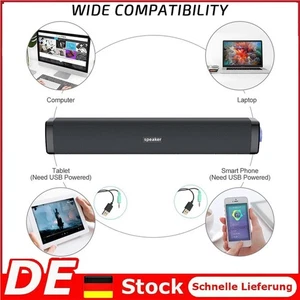 USB Lautsprecher Stereo Soundbar Subwoofer Musikbox für 6W PC Computer Desktops - Bild 1 von 12