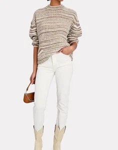 NUEVO $265 Rieles Eco Rayas Lana Mezcla Alpaca Suéter Grueso Tejido Para Mujer X-Pequeño - Imagen 1 de 12