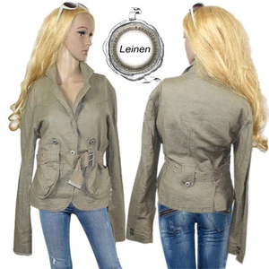 ONLY Taillierte Vintage Leinen Leichte Jacke Blazer Übergangsjacke Safari Gr.38 - Picture 1 of 6
