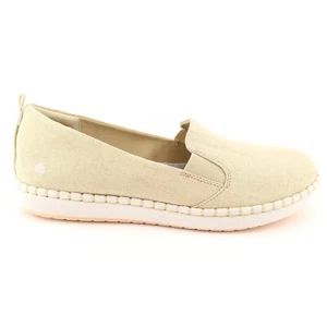 Clarks Step Glow Womens Size 12M Soft Gold Canvas Slip On Loafers Shoes - Picture 1 of 10