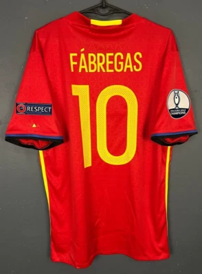 MENS ADIDAS SPAIN 2016/2017 FABREGAS SOCCER FOOTBALL SHIRT JERSEY MAILLOT SIZE L - Image 1 of 4