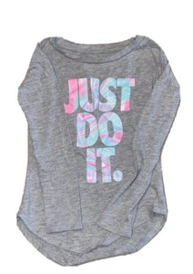 Kids Nike Just Do It Long Sleeve Shirt Unicorn Color Letters - Picture 1 of 4