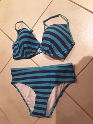 Bikini türkis-blau gestreift, von Desiree, Gr. 38, 40C - Bild 1 von 4
