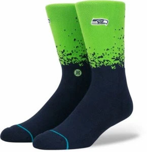Stance Men's L Seattle Seahawks Fade NFL Crew Socks 9-12 Football Blue Green - Picture 1 of 1