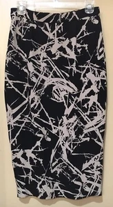 A.L.C. 100% Silk Pencil Skirt Black Tan Size 4 - Picture 1 of 5