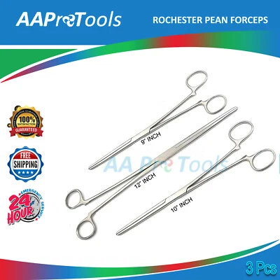 AA PRO TOOLS NEW 3X FISHING HEMOSTAT FORCEPS 9" 10" 12" STR PEAN FORCEP LOCKING TISSUE CLAMP