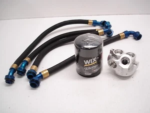 NASCAR REMOTE DRY SUMP OIL FILTER MOUNT DIVERTER VALVE & -12an BRAIDED LINES 576 - Picture 1 of 13