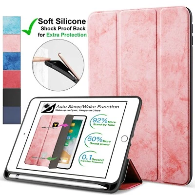 iPad Mini 7.9" 5 Case A2133 A2124 A2126 Pencil Holder Protective TriFold Pink - Image 1 of 4