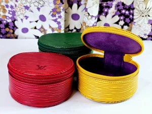 Auténtico Joyero Louis Vuitton Epi Ecrin Bijoux Lote de 3 Verde Amarillo y Rojo - Imagen 1 de 24