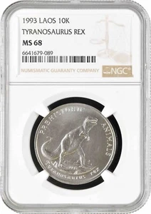 Laos 10 kip 1993, NGC MS68, "Prehistoric Animals – Tyrannosaurus Rex" Pop 2/1 - Picture 1 of 2