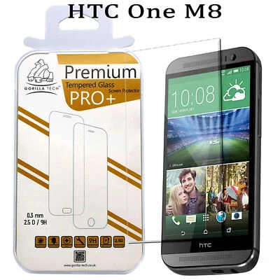 HTC One M8 Genuine Premium Gorilla Tempered Glass 9H Shield LCD Screen Protector - Image 1 of 4