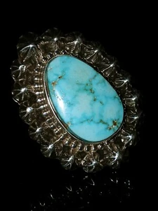 Size 6.5 Navajo Turquoise & Sterling Silver Ring Signed By Elouise Kee - Picture 1 of 11