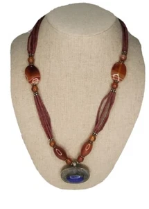 Afghan Middle Eastern Sterling Silver Lapis Lazuli Coral carnelian Necklace - Picture 1 of 7