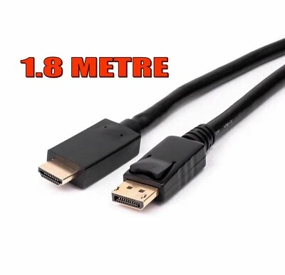1.8M QUALITY DISPLAY PORT DP TO HDMI MALE LCD PC HD TV LAPTOP AV CABLE ADAPTOR - Image 1 of 3