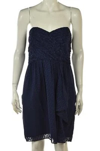 NEW Shoshanna Dress Size 10 Blue Metallic Polka Dot Silk Sheath Party - Picture 1 of 6