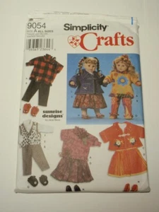 Simplicity 9054 Size A Wardrobe for Dolls 20” 22” 23” Pattern UNCUT FF - Picture 1 of 3