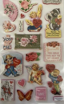 Pegatinas dimensionales FELIZ DÍA DE SAN VALENTÍN (24 piezas) estudio de papel•vacaciones•amor•cupido• Foto 1 de 4