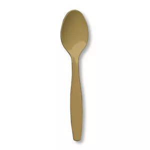 Creative Converting Premium 24 Count Plastic spoons Gold heavy duty - Picture 1 of 1