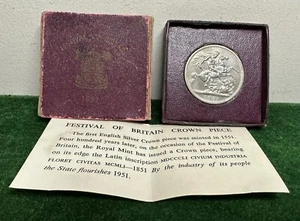 FESTIVAL OF BRITAIN CROWN PIECE 1951 King George VI 5 shilling Coin in RED Box - Picture 1 of 6