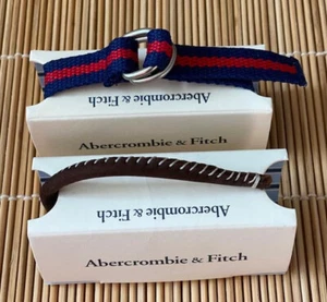2 Abercrombie & Fitch Buckle Bracelet Red Blue Brown Leather Rare Vintage - Picture 1 of 3