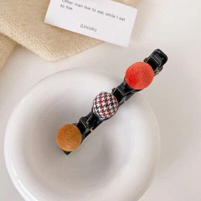 Pinzas para el cabello trenzadas de tela Pom Ball, doble flequillo pinzas para el cabello trenzado/ ⇘ Foto 1 de 4