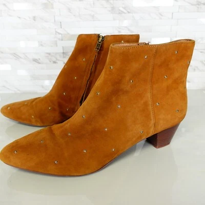 Botines con Tachuelas Camel Botas para Mujer Cuero 9 MADEWELL Marrón Tostado Tacón Bea Foto 1 de 4