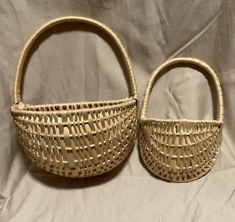 Vintage Wall Pocket Baskets Natural Woven Grass Boho X2 Cover