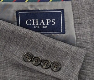 Chaps Ralph Lauren Blazer Sports Jacket Coat 100% Wool Gray Crosshatch 48L EUC - Picture 1 of 12