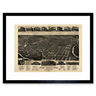 Map Fort Worth Texas 1886 Vintage Framed Art Print Poster 12x16 Inch
