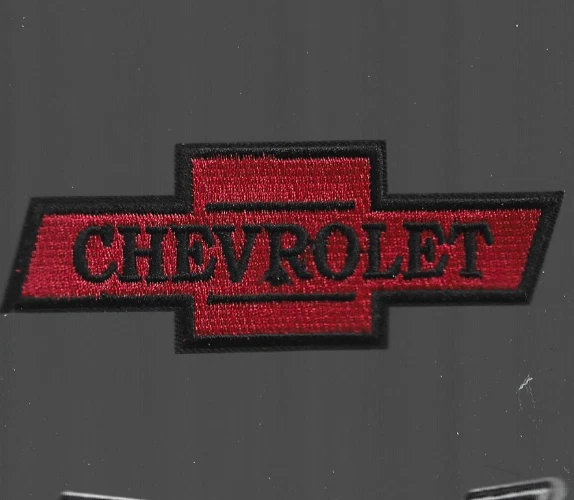 New 1 5/8 x 4 1/8 Red Chevrolet Iron on Patch Free Ship - Image 1 of 1