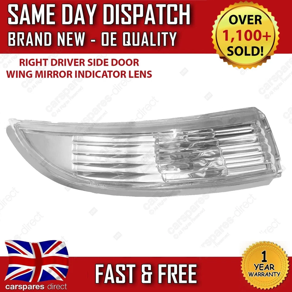 FORD FIESTA MK7 2008-2017 RIGHT DRIVER SIDE DOOR WING MIRROR INDICATOR LENS - Image 1 of 4