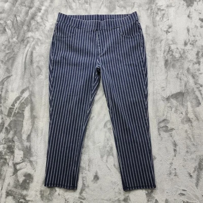 Pantalones de mezclilla Time And Tru para mujer XL azul blanco a rayas ajustados elásticos Foto 1 de 4