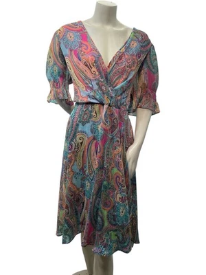 Tommy Hilfiger Dress Womens Plus Size 18W Multicolor Vneck Paisley Boho New - Image 1 of 4