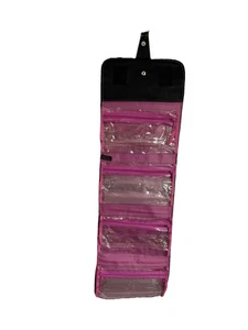 Mary Kay Reise Roll Up Hängend Kosmetik Organizer Kulturbeutel Schwarz Pink 29" - Bild 1 von 10